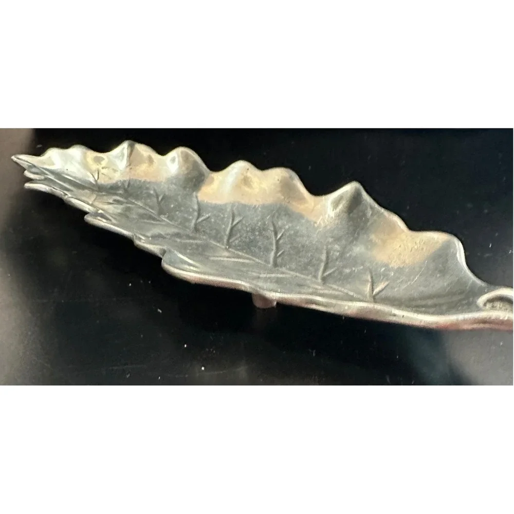 JD Estanhos Portugal Pewter Holly Leaf Trinket Candy‎ Dish Vintage 95% Sn 8.5in